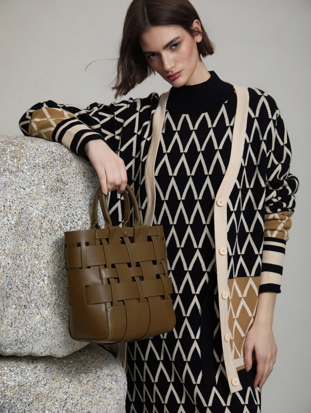 Geometric jacquard dress