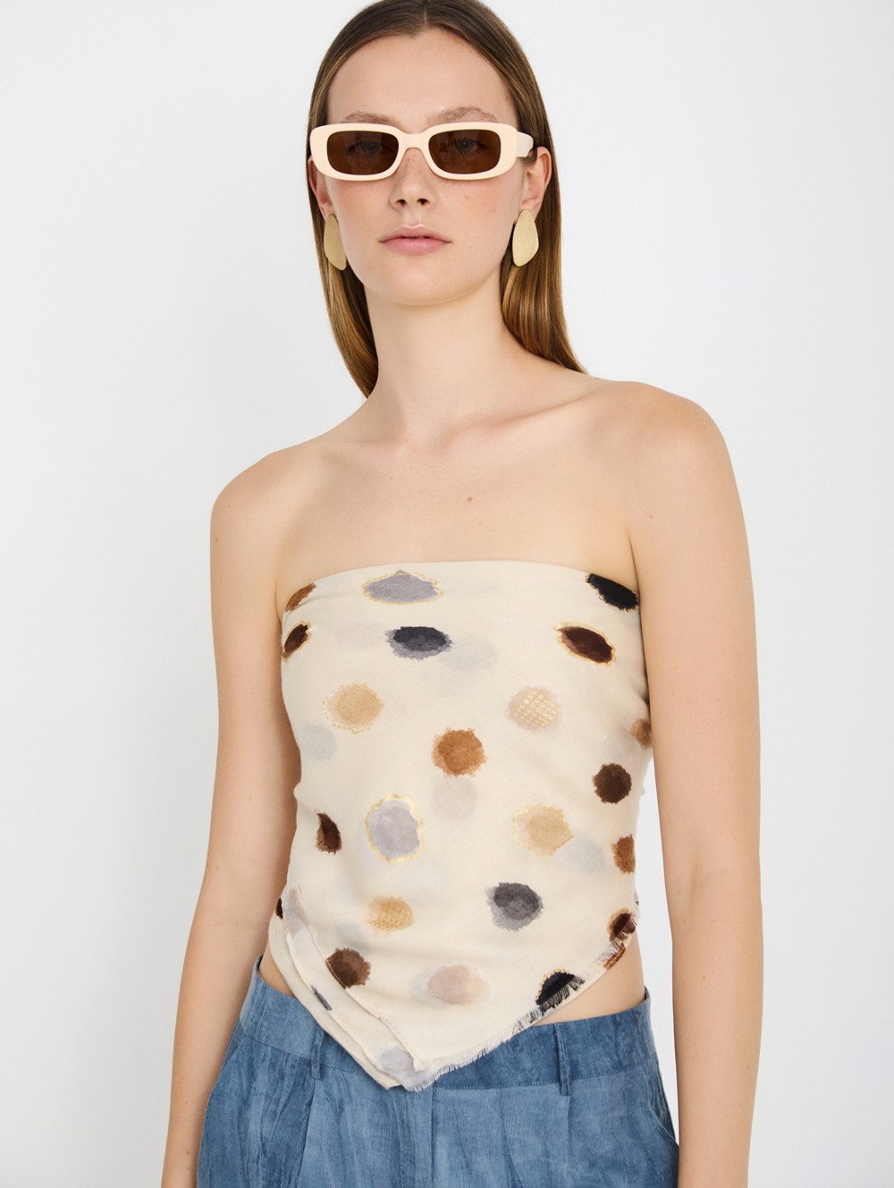 Cotton scarf with circles