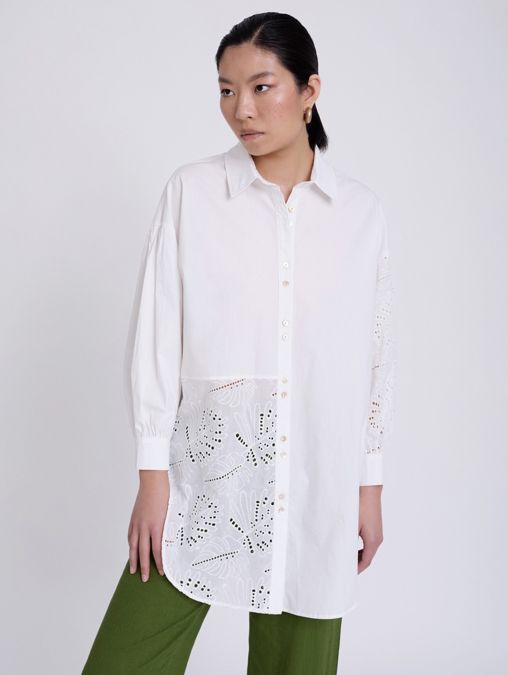 Camisa bordado suizo y popelín