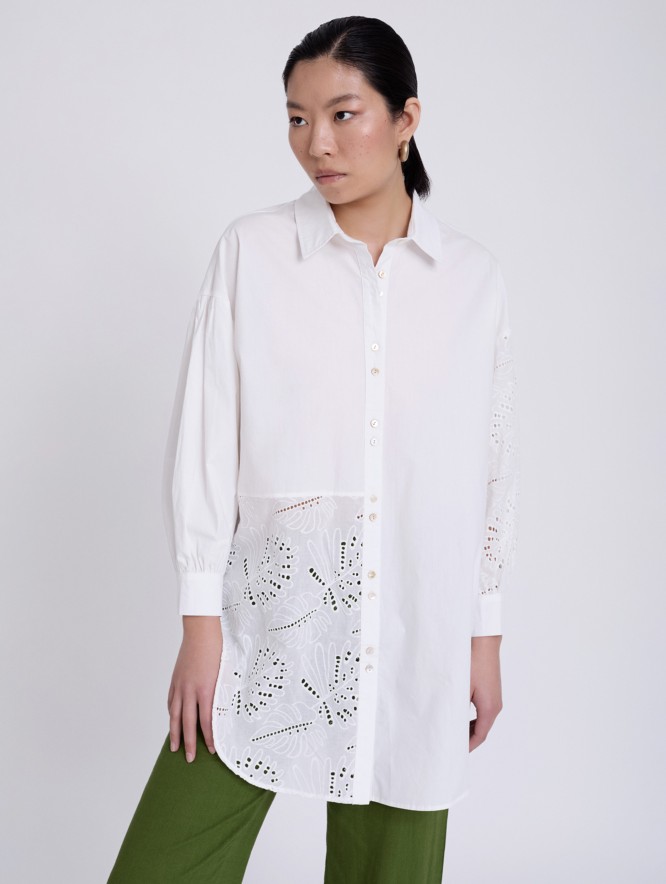 Camisa bordado suizo y popelín