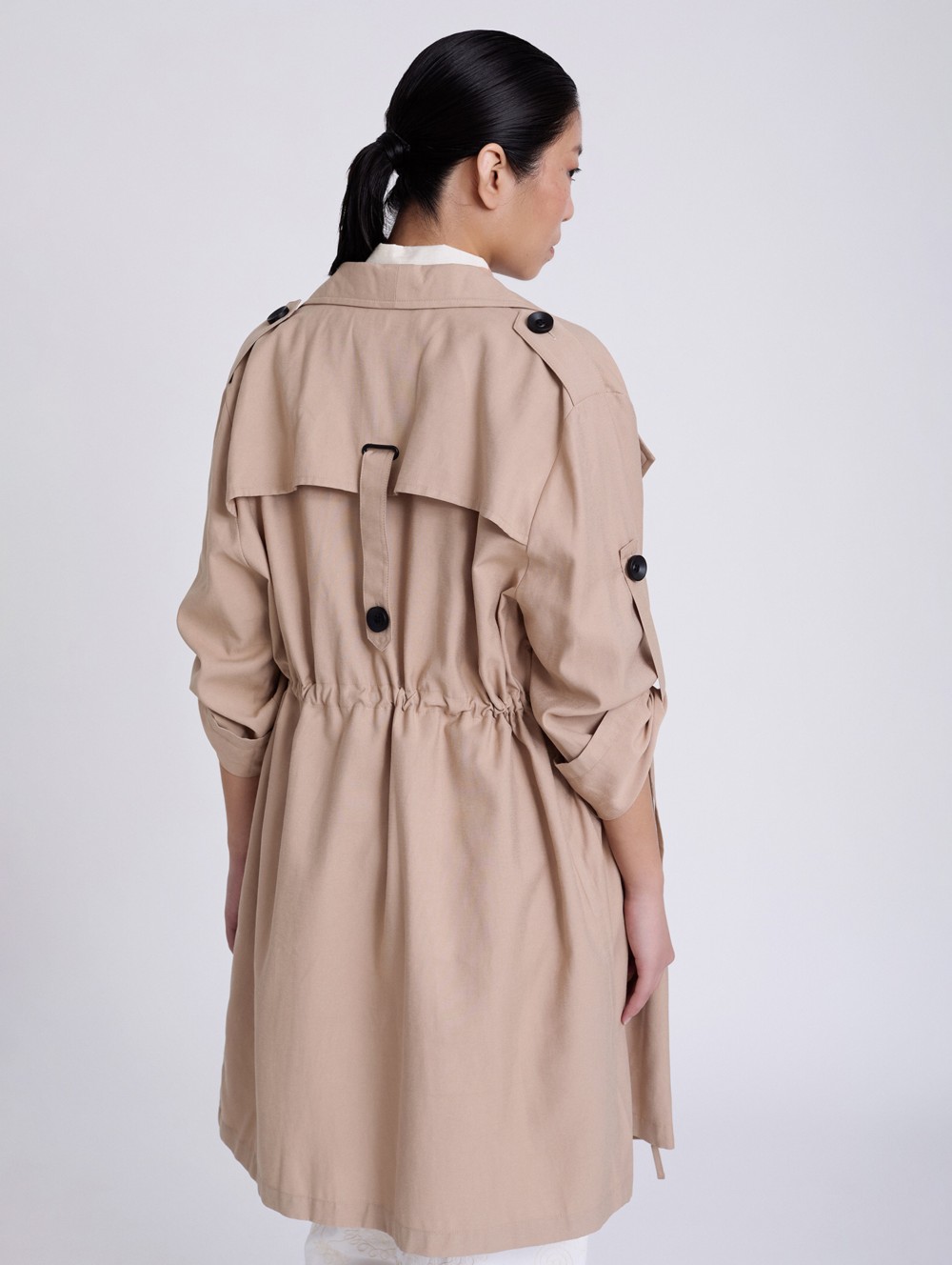 3/4 flap fluid trench coat 4