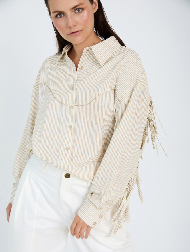 Striped shirt with fringes