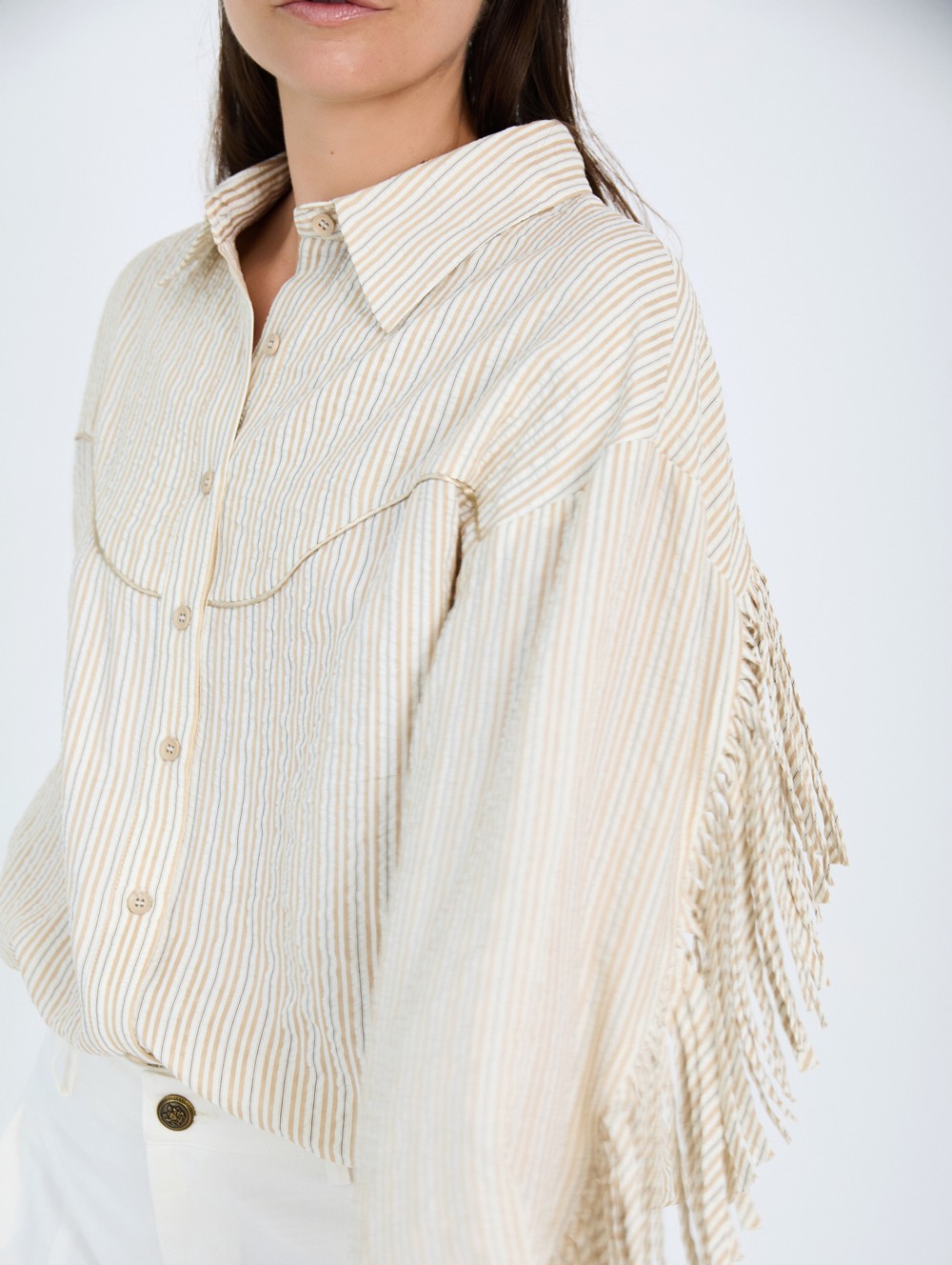 Striped shirt with fringes