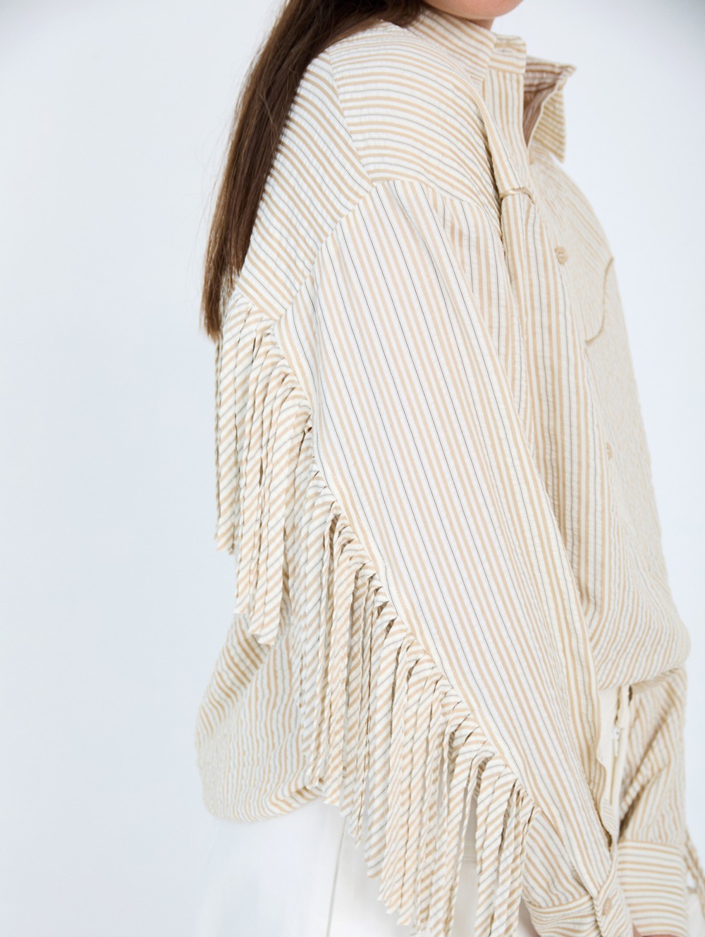 Striped shirt with fringes