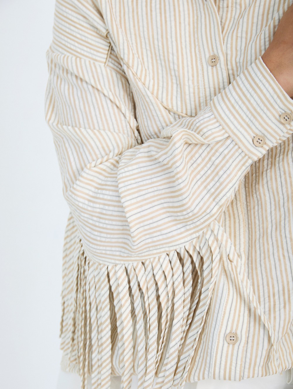 Striped shirt with fringes