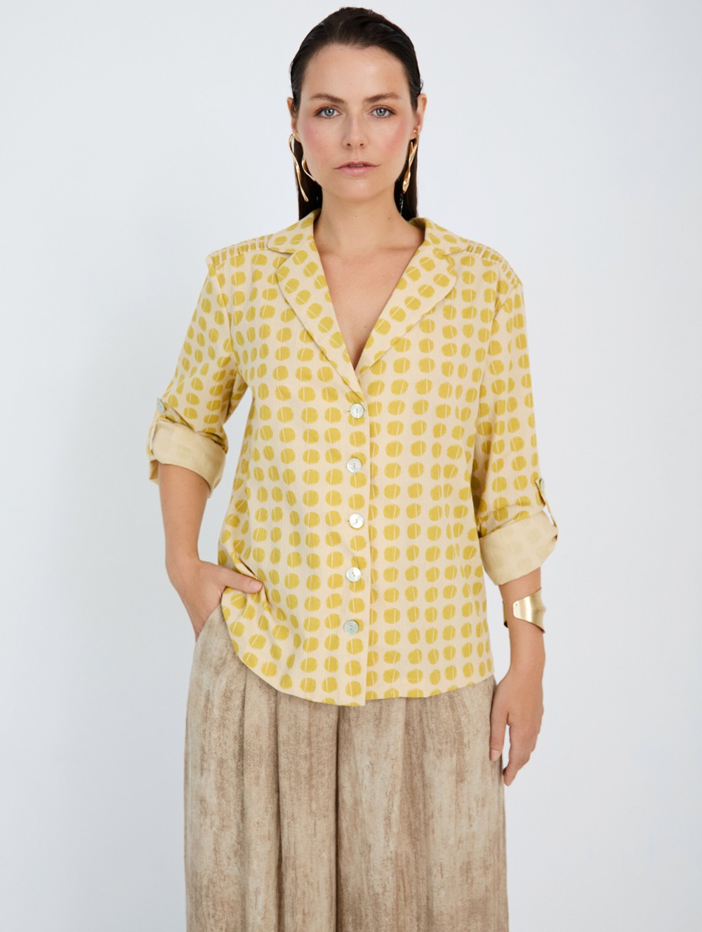 Polka-dot cotton shirt