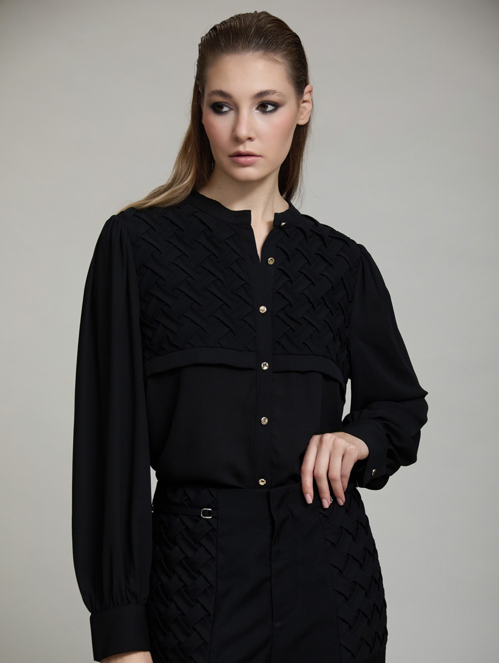 Braided yoke shirt