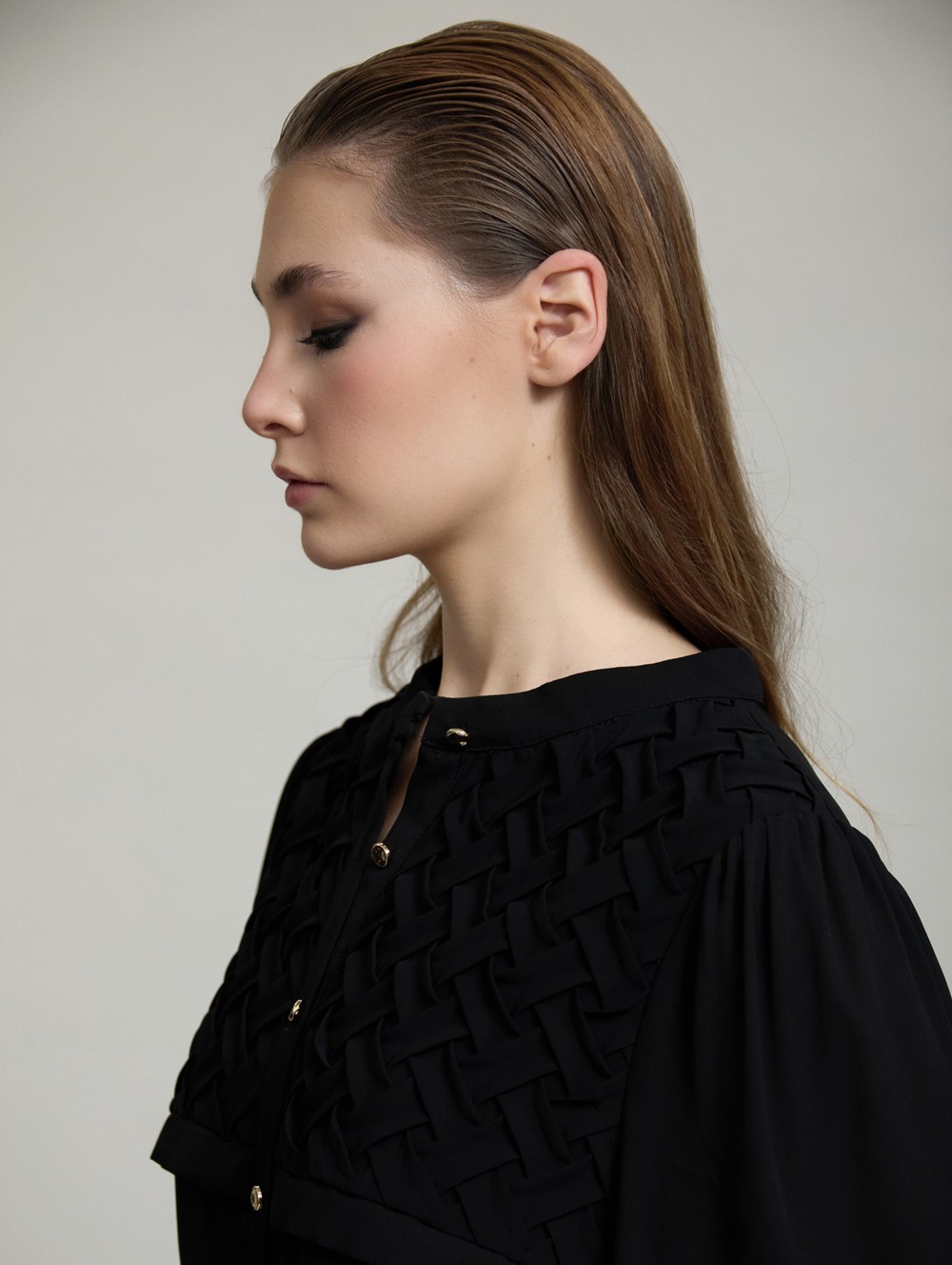 Braided yoke shirt