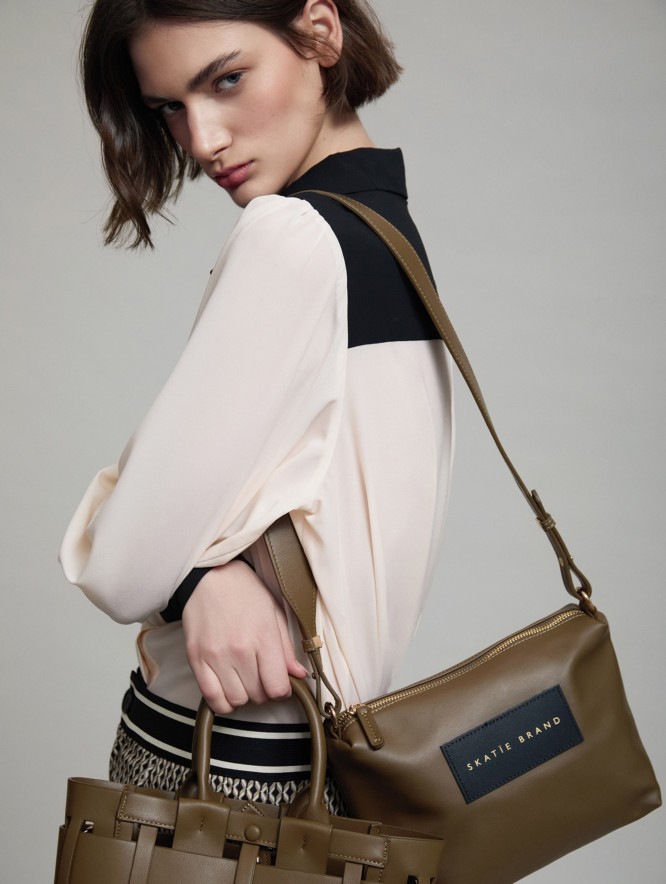 Contrast panel chiffon shirt
