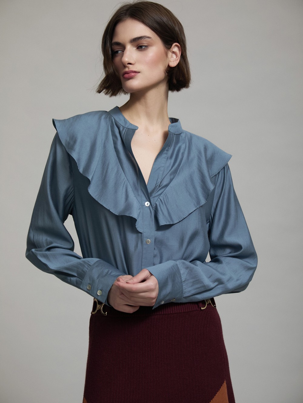 Ruffled front blouse