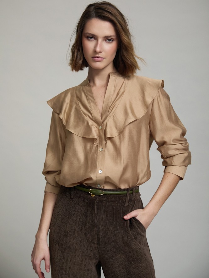 Ruffled front blouse