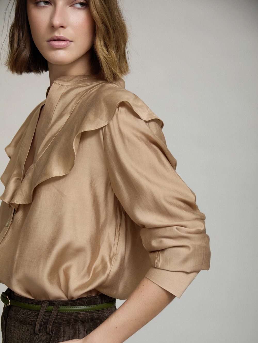 Ruffled front blouse