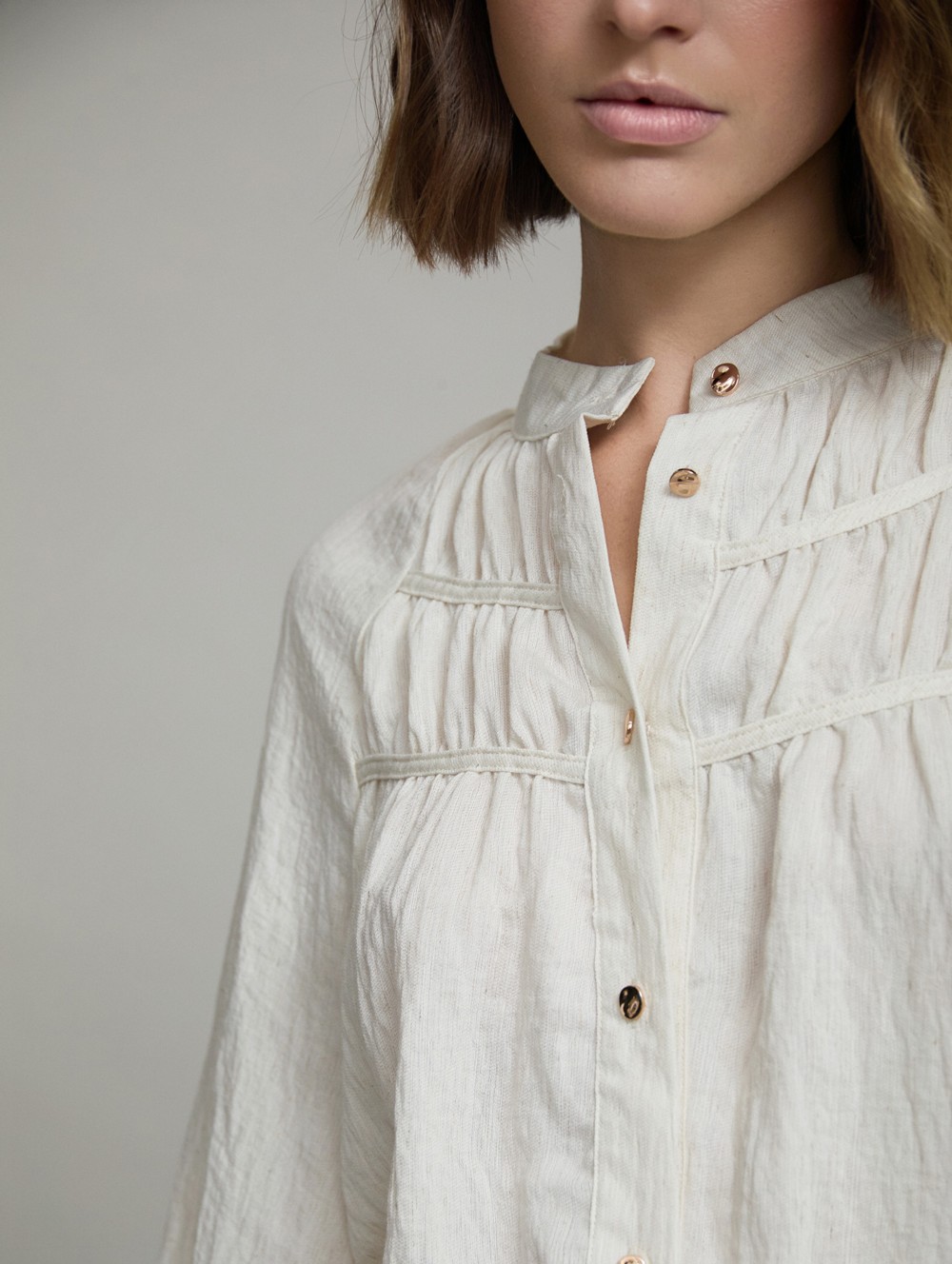 Blouse with gathered yoke