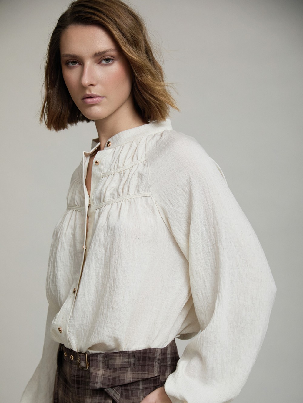 Blouse with gathered yoke