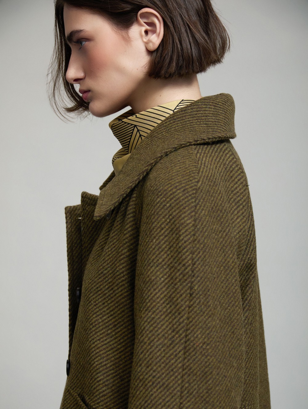 Wool coat contrast cuff