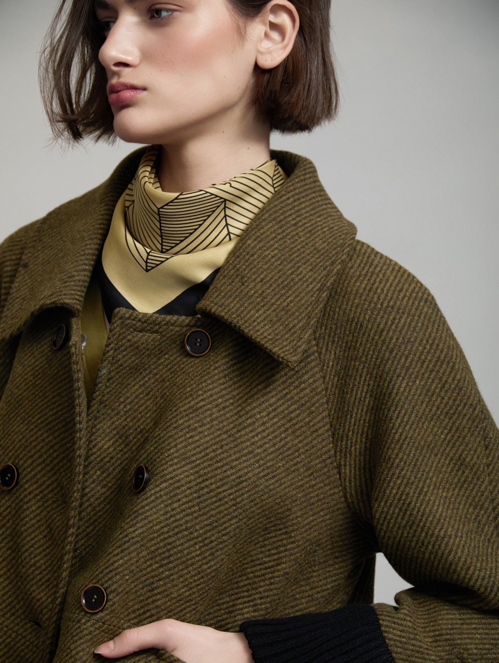 Wool coat contrast cuff
