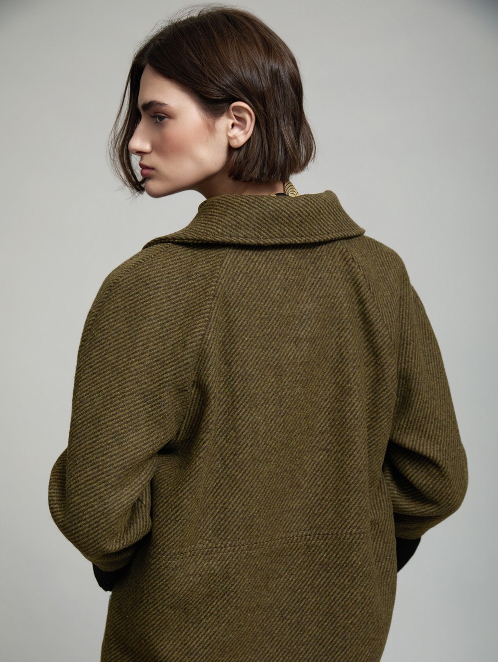 Wool coat contrast cuff