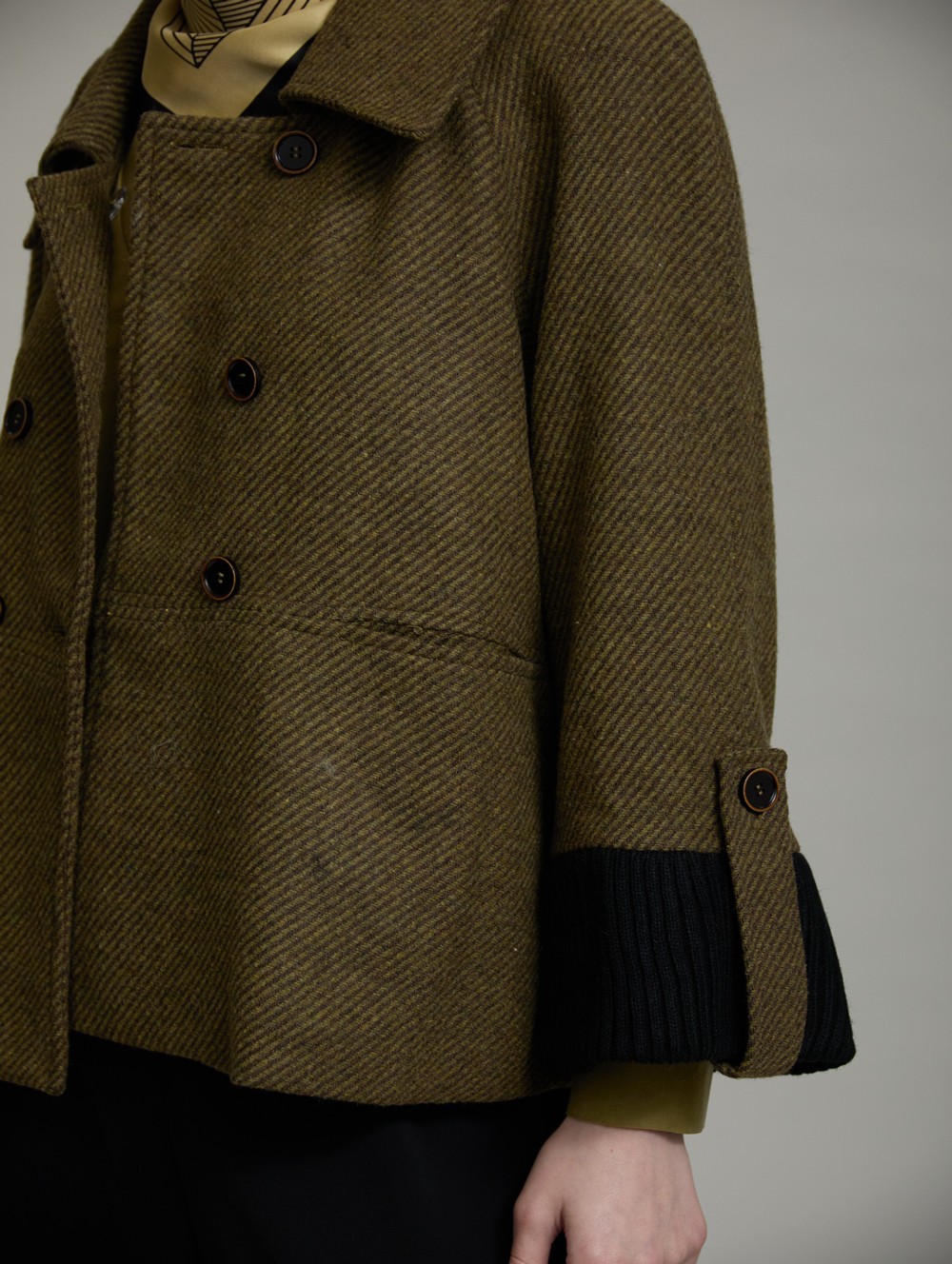 Wool coat contrast cuff