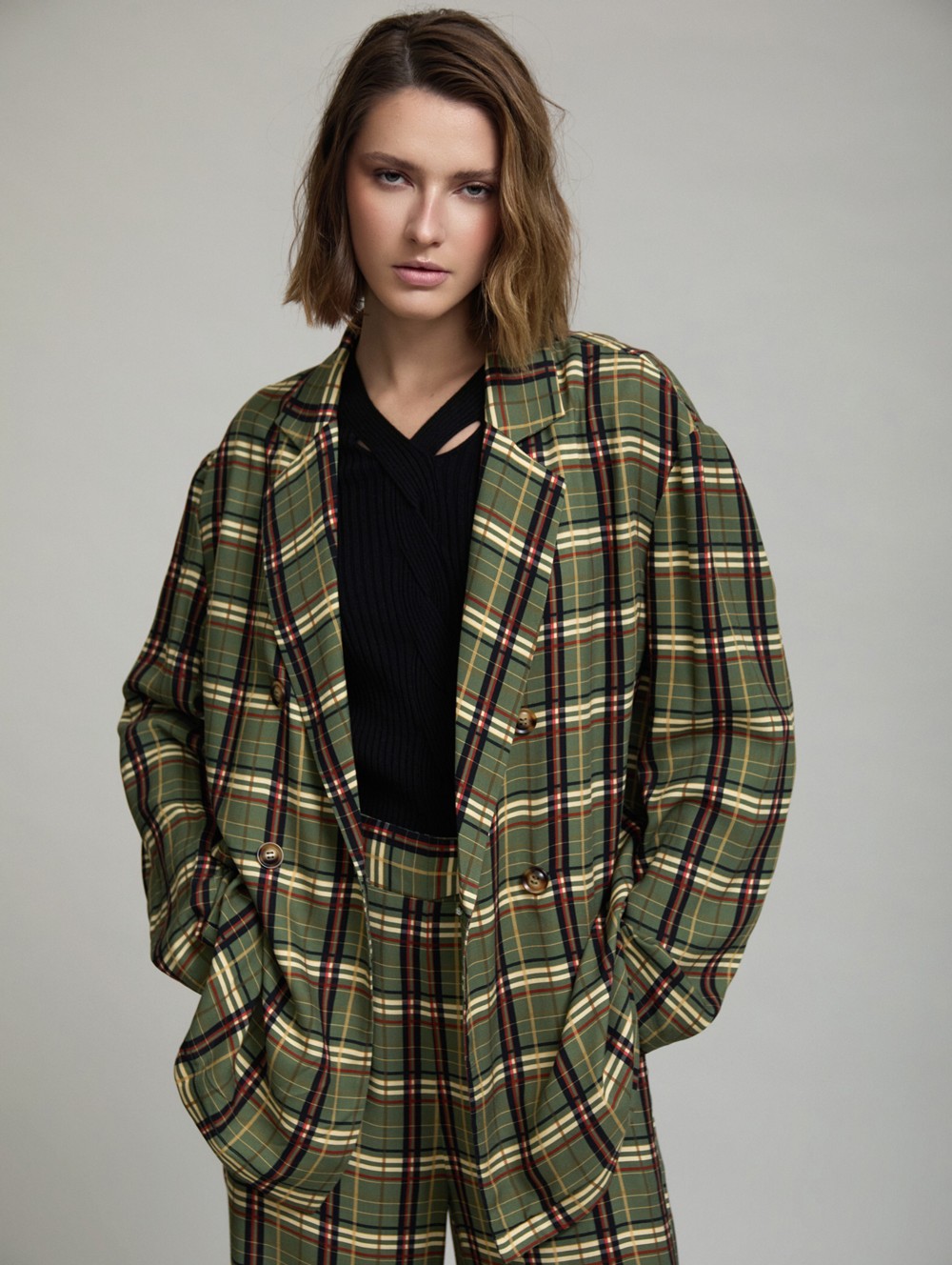 Oversized check blazer