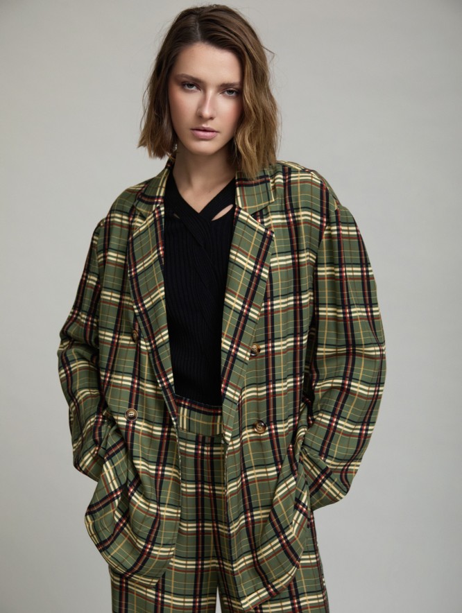 Oversized check blazer