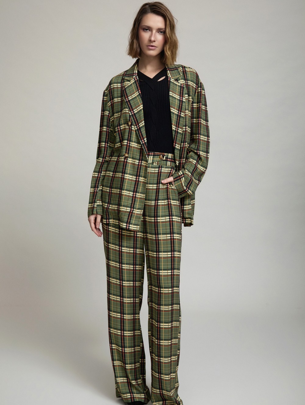 Oversized check blazer