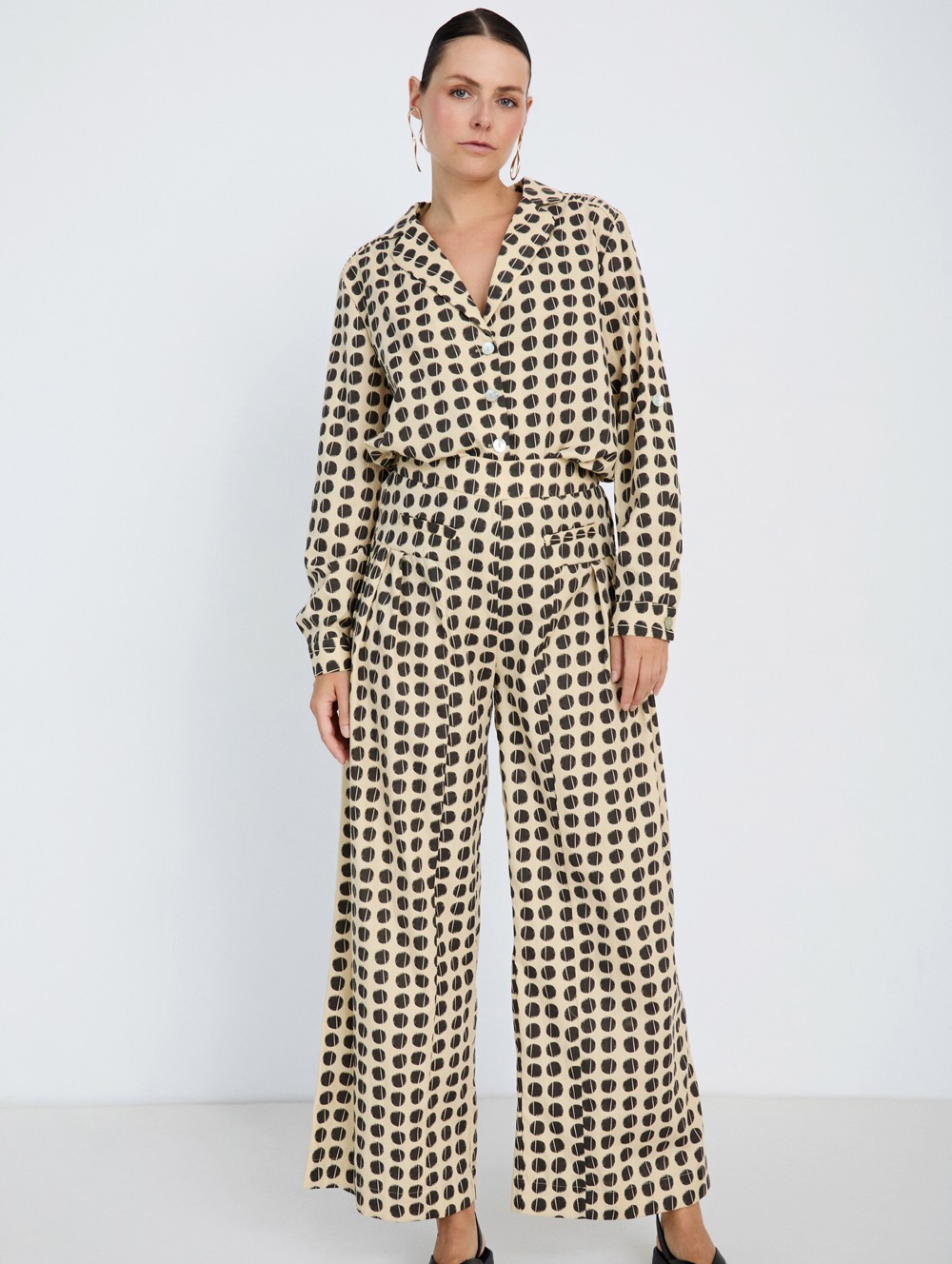 Polka-dot palazzo trousers