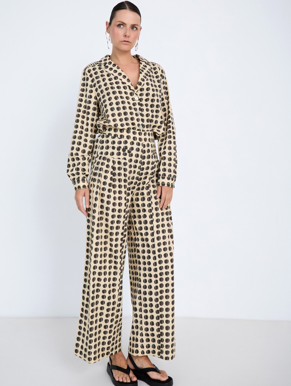 Polka-dot palazzo trousers