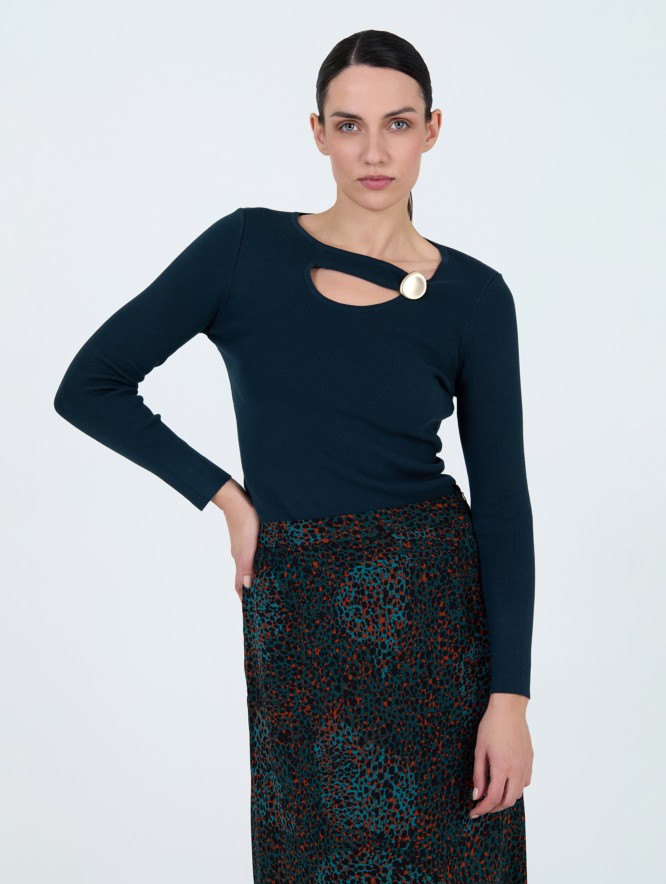 Jersey escote botón