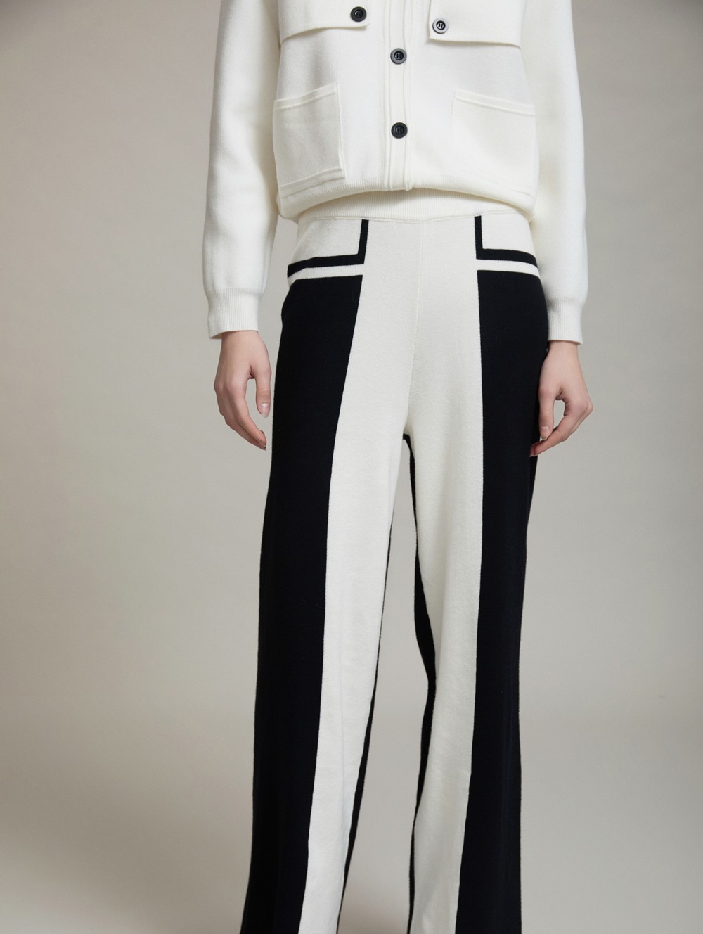 Bicolor knit trousers