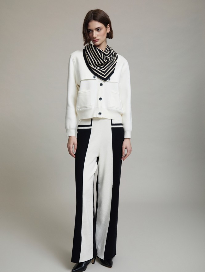 Bicolor knit trousers