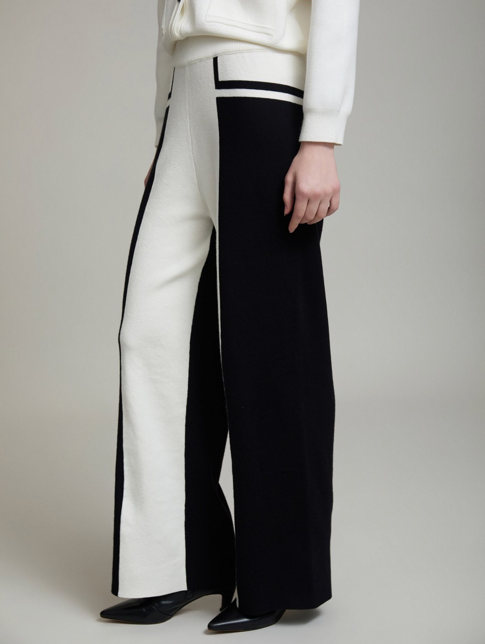 Bicolor knit trousers