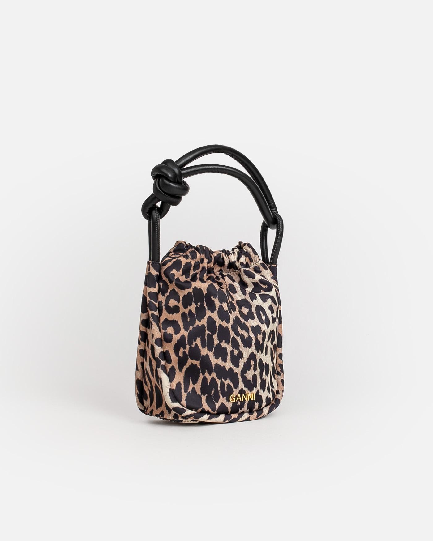 Bolso Ganni Knot Small Bucket Print Leopard