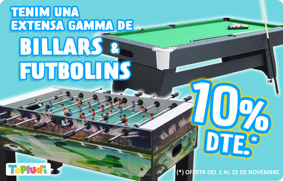 Billars i futbolins 10% descompte