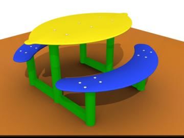 Tauleta infantil la Llimona té dos bancs als laterals, la tauleta és ideal per a jardí, parcs infantils...