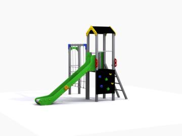 Parque infantil Shangai metálico con tobogán y trepador para que los niños se lo pasen genial.