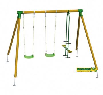 gronxadors triples de fusta masgames amb 2 seients normals i un balancí cara a cara