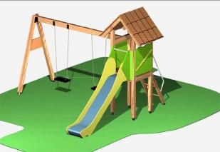 parque infantil con columpio con dos asientos