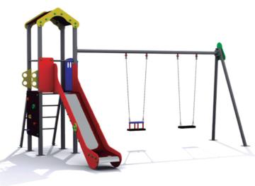 Parque infantil Aran con tobogán, trepador y columpio doble