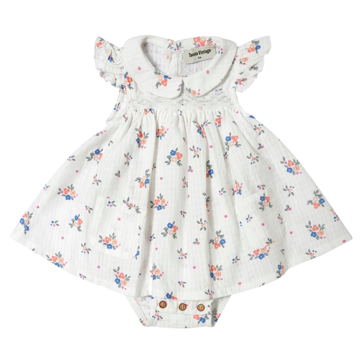 VESTIDO BEBE BOLSILLOS CORAZONES FLORES