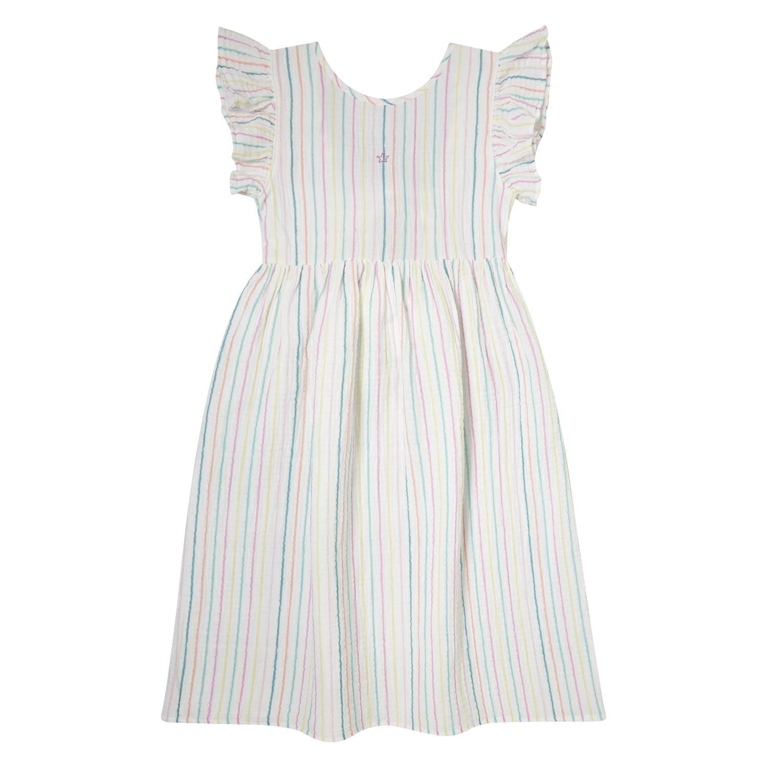 MULTICOLOR STRIPED MIDI DRESS