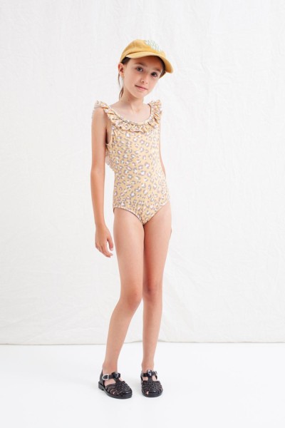ANIMAL PRINT SWIMSUIT WITH RUFFLED STRAPS