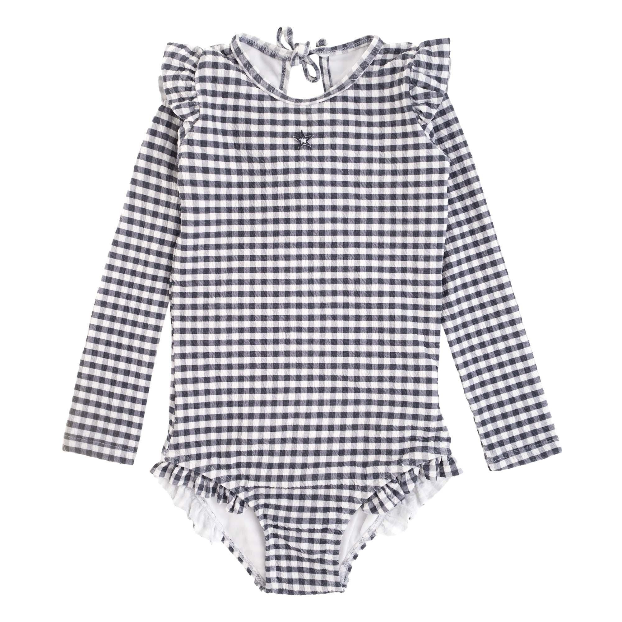 GINGHAM Cap Sleeve One-piece Swimsuit - Monochrome gingham