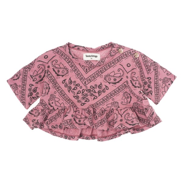 BANDANA PRINT FRILLED SHIRT