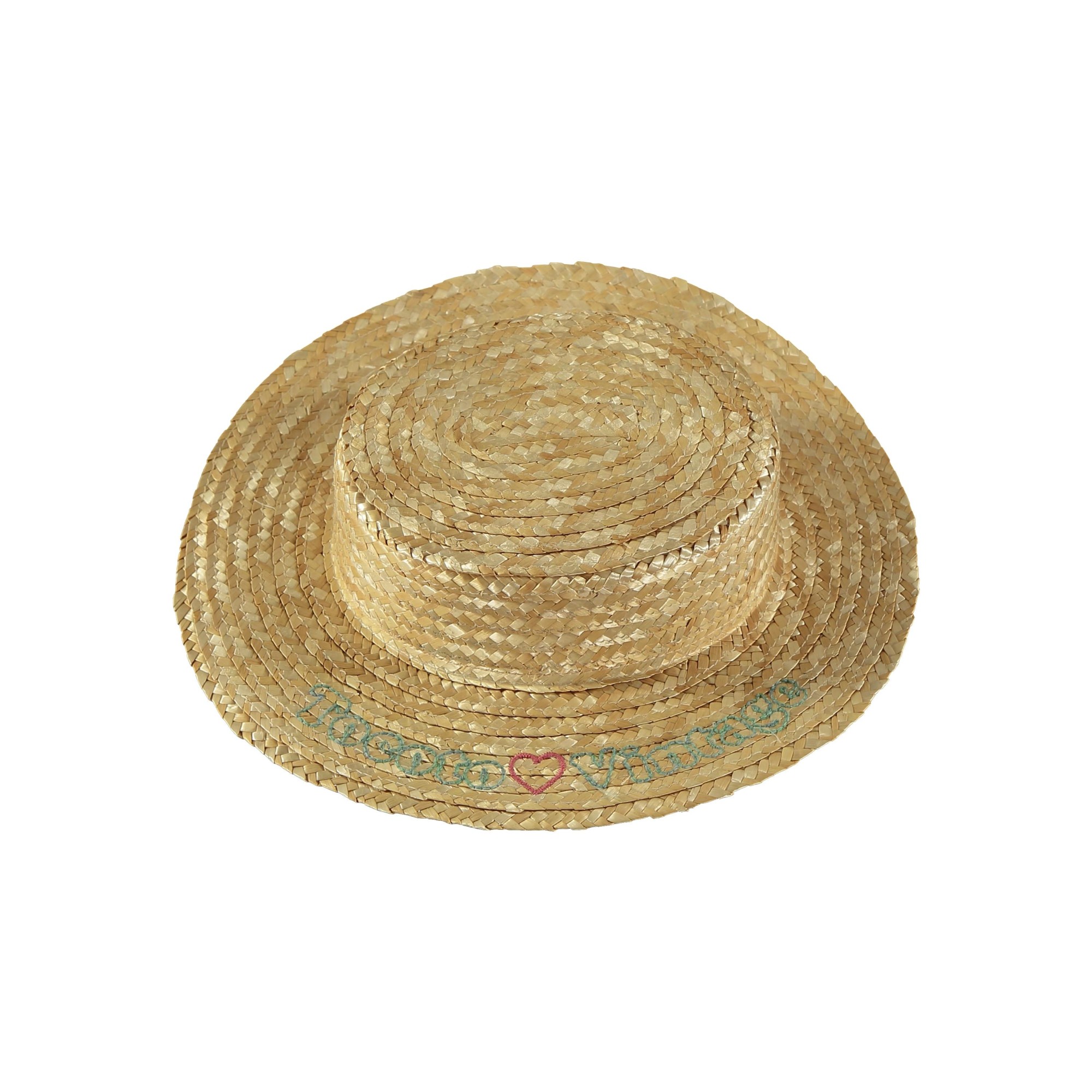 VINTAGE TOCOTO EMBROIDERED STRAW CANOTIER STYLE HAT