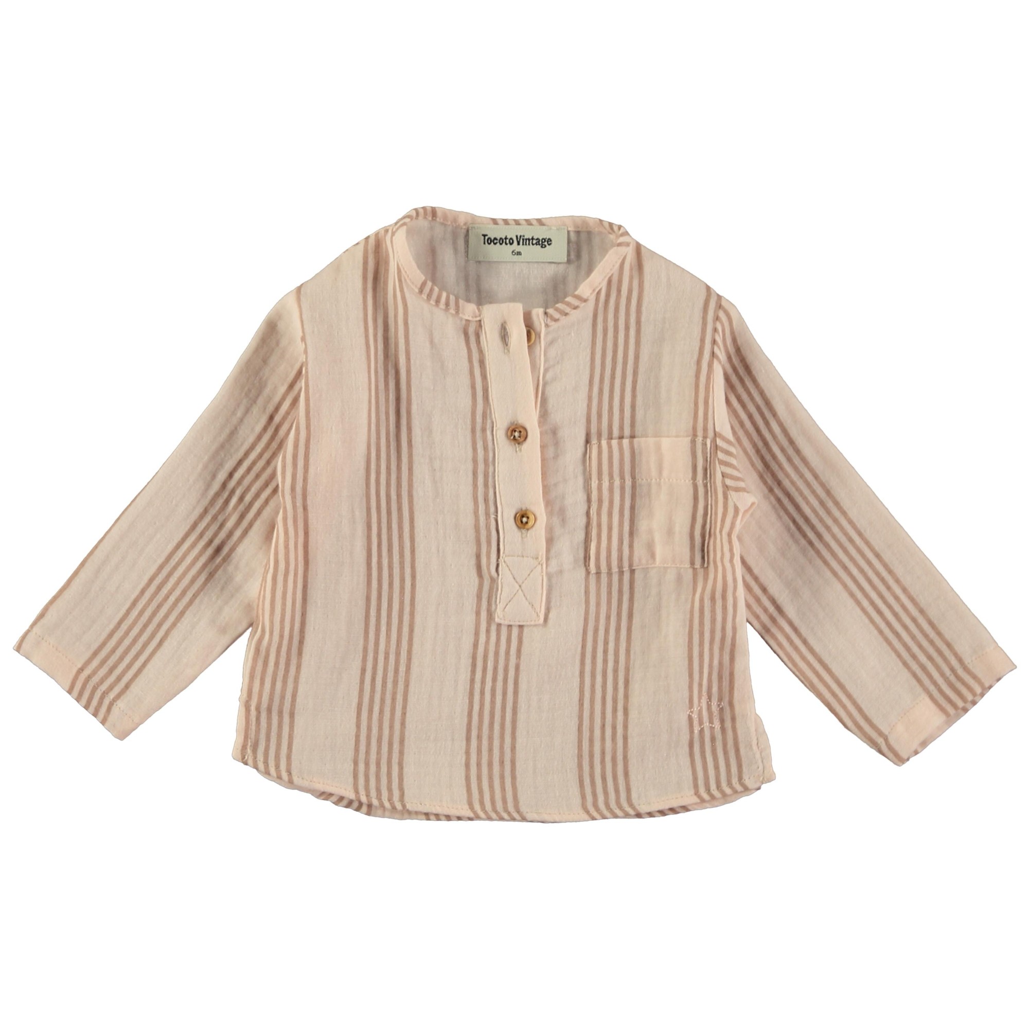 BABY LONG SLEEVE STRIPED SHIRT WITH MAO COLLAR