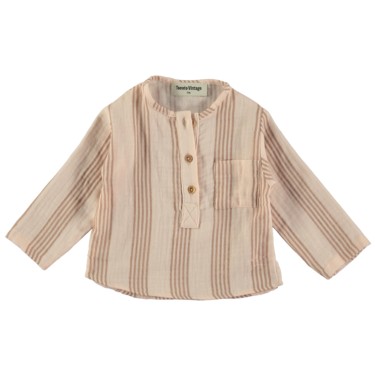 BABY LONG SLEEVE STRIPED SHIRT WITH MAO COLLAR