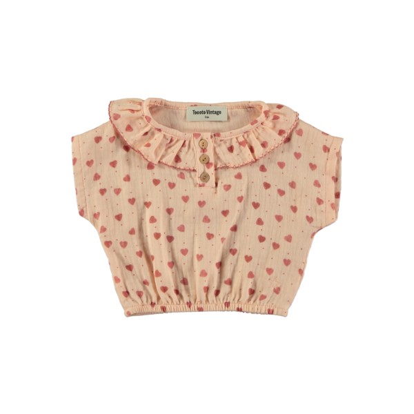 BABY SHORT SLEEVE BLOUSE WITH HEARTS PRINT