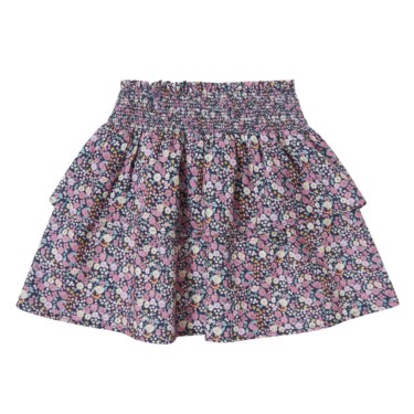 FLARED SKIRT PRINT NAVY FLOWERS