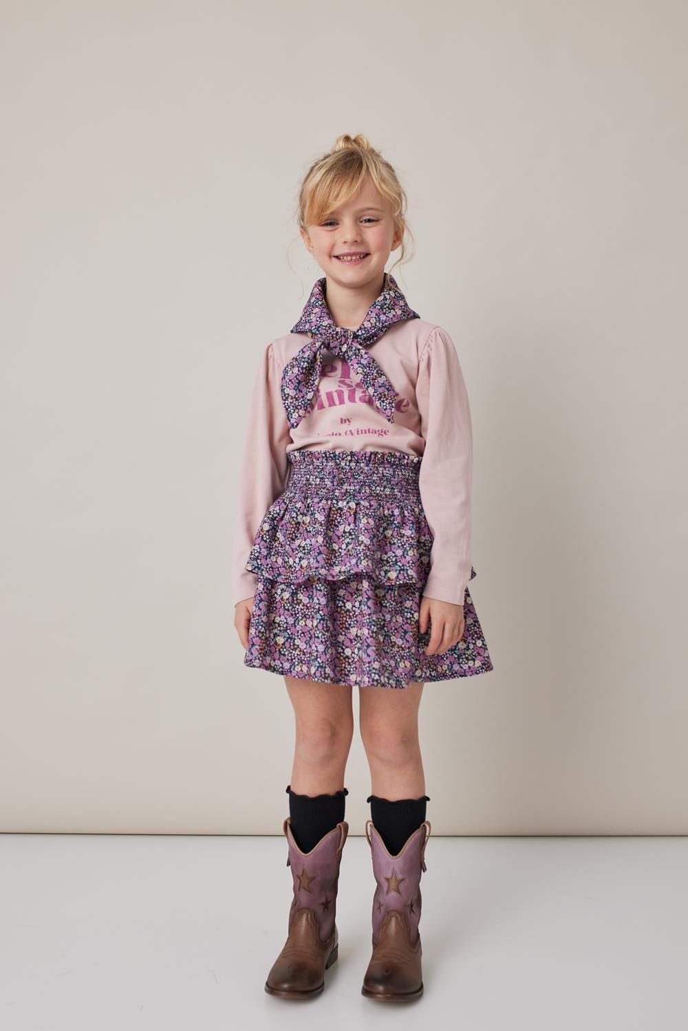 FLARED SKIRT PRINT NAVY FLOWERS 2