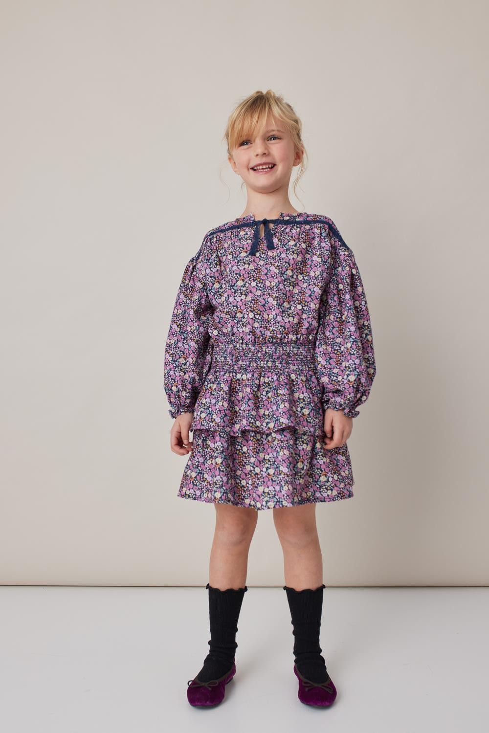 FLARED SKIRT PRINT NAVY FLOWERS 3